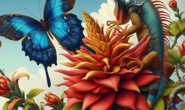 Sang Iguana Pelukis di Taman Bunga