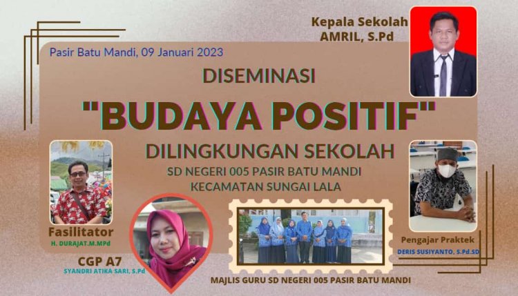 AKSI NYATA MODUL 1.4 AKSI NYATA DISEMINASI PEMAHAMAN & PENERAPAN BUDAYA POSITIF DI SEKOLAH KEPADA REKAN SEJAWAT DI SD NEGERI 005 PASIR BATU MANDI KEC. SUNGAI LALA KAB.INHU RIAU