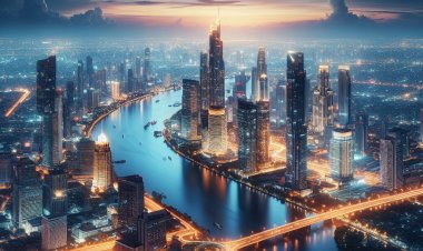 Siluet Kota di Bawah Langit Malam