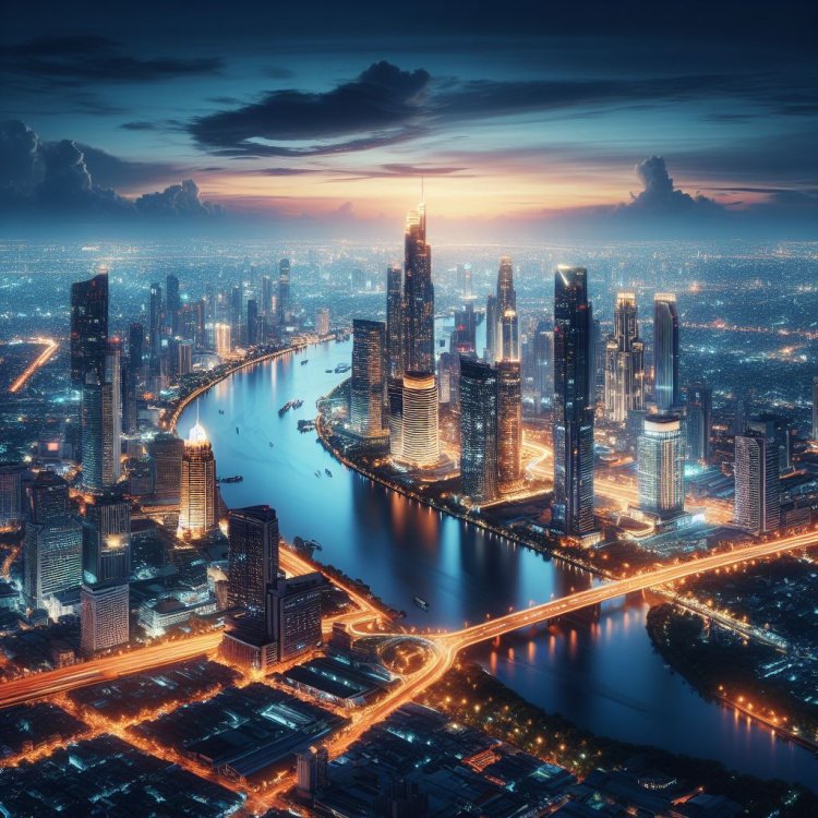 Siluet Kota di Bawah Langit Malam