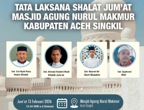 Empat Golongan Penghuni Surga Menjadi Topik Utama Khutbah di Masjid Agung Nurul Makmur Singkil